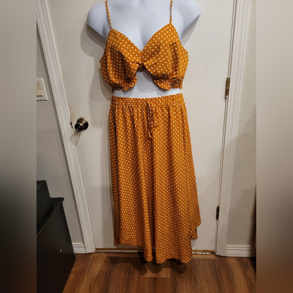 2xl Shein Curve Yellow polka dot 2 piece
